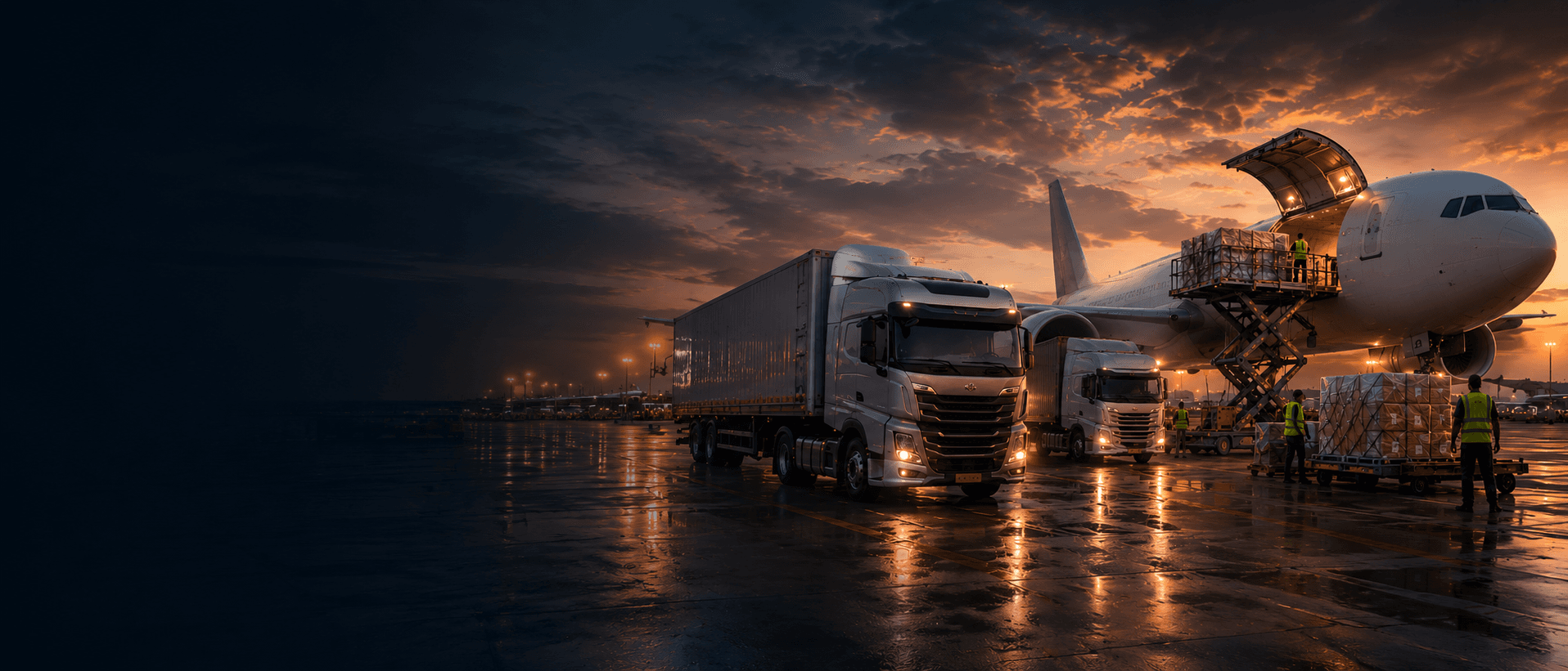 Opération cargo avec camion et avion pour demande de devis Softline